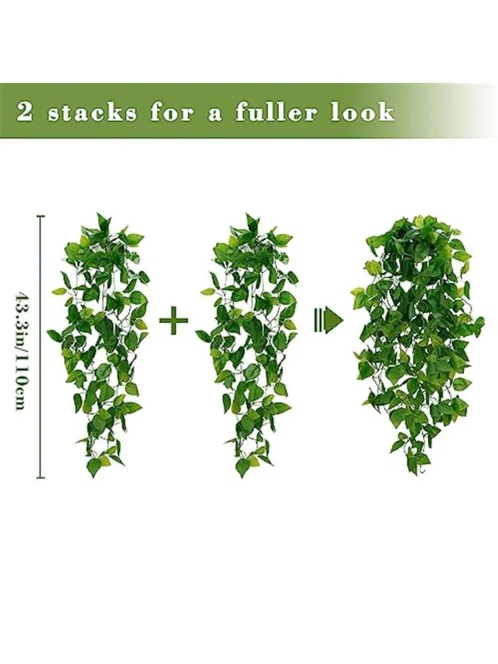 Fake Hanging Pothos Vines Artificial Plants Wall Decor Indoor Greenery 2pc Set